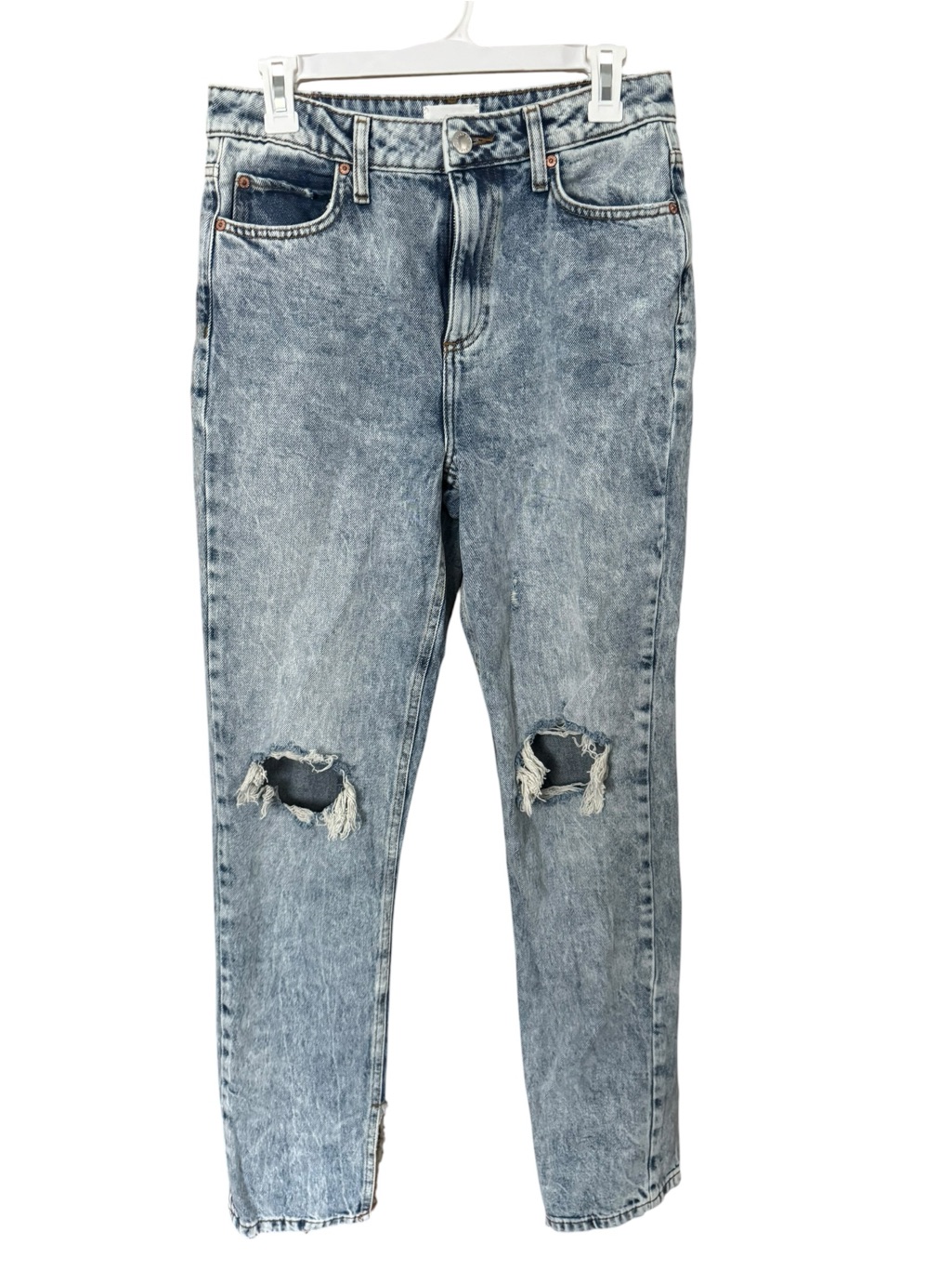 Avec Les Filles High-Rise Distressed Women’s Jeans - Light Blue